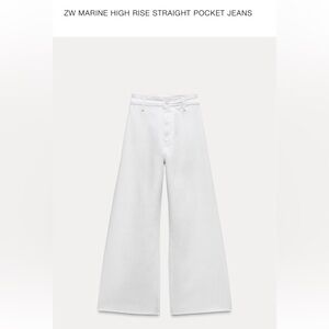 Zara Marine High Rise Straight Pocket Jeans, White